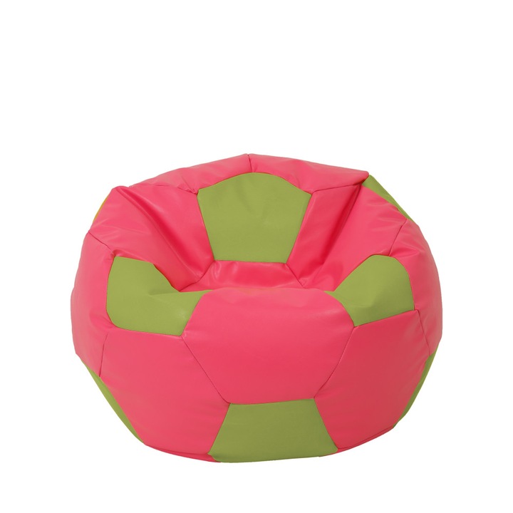 Fotoliu puf Mondo Ball - imitatie piele - roz/verde