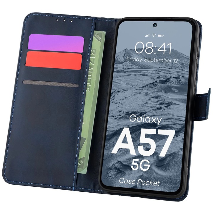 Husa, Bizon Case Pocket pentru Samsung Galaxy A57 5G, Albastru Inchis