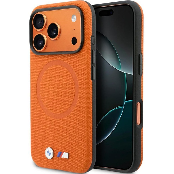 Калъф, BMW M FW Metal Logo Magnet за iPhone 17 Pro, Оранжев