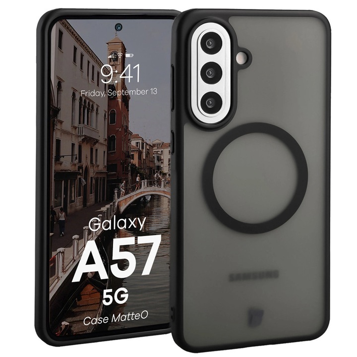 Калъф, Bizon Case MatteO за Samsung Galaxy A57 5G, Димни Черни