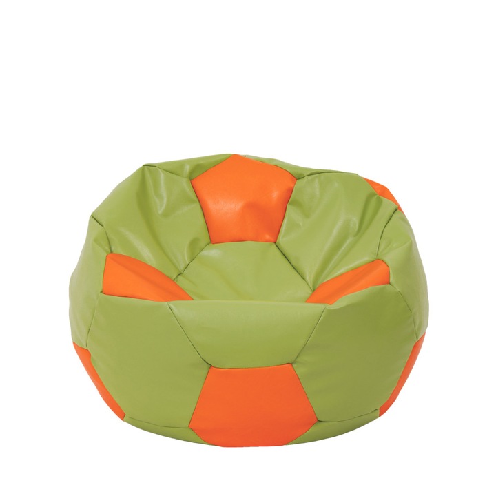 Fotoliu puf Mondo Ball - imitatie piele - verde/portocaliu