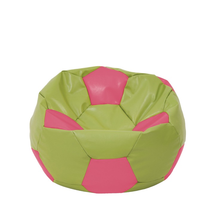 Fotoliu puf Mondo Ball - imitatie piele - verde/roz