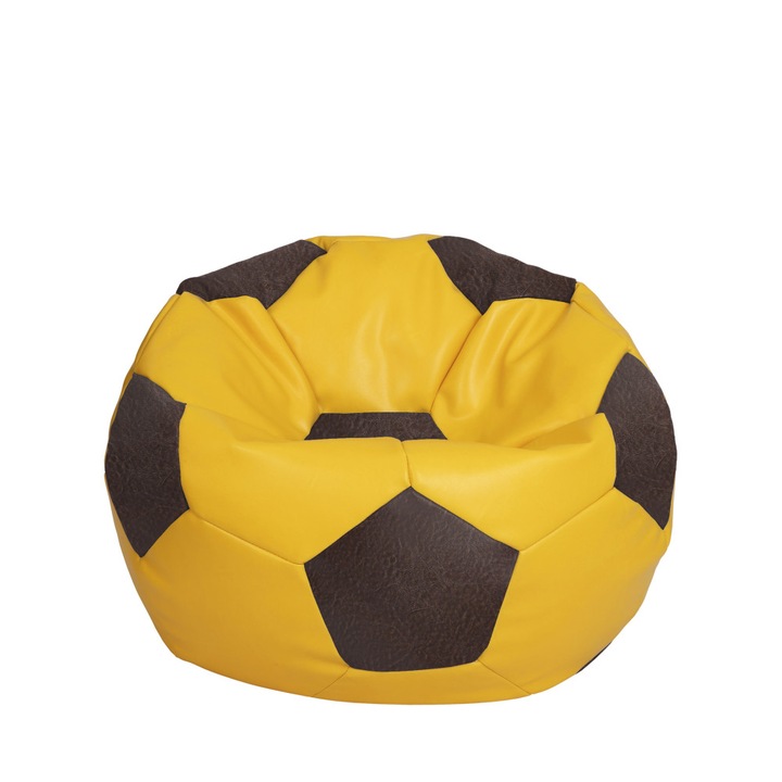 Fotoliu puf Mondo Ball - imitatie piele - galben/maro