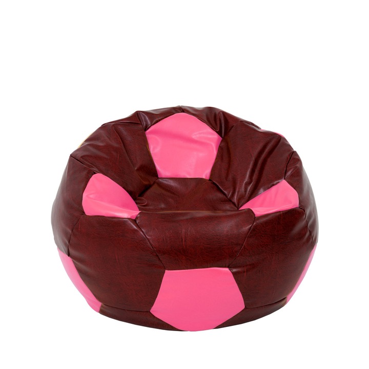 Fotoliu puf Mondo Ball - imitatie piele - bordo/roz