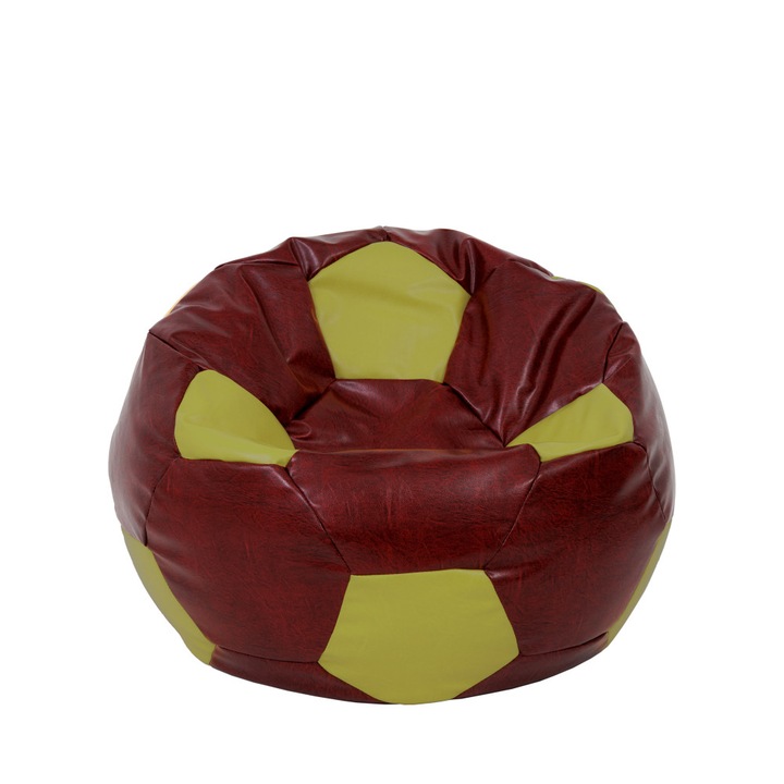 Fotoliu puf Mondo Ball - imitatie piele - bordo/verde