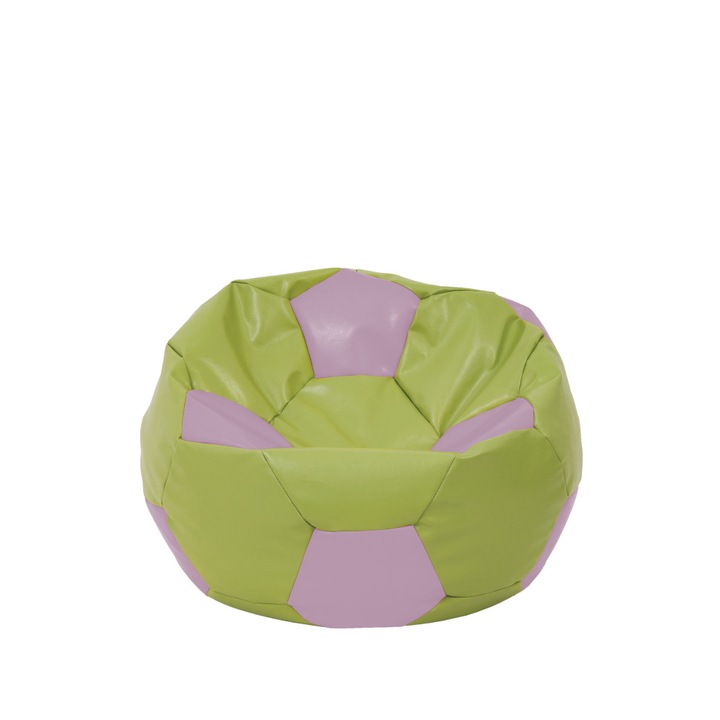 Fotoliu puf Baby Ball - imitatie piele - verde/mov