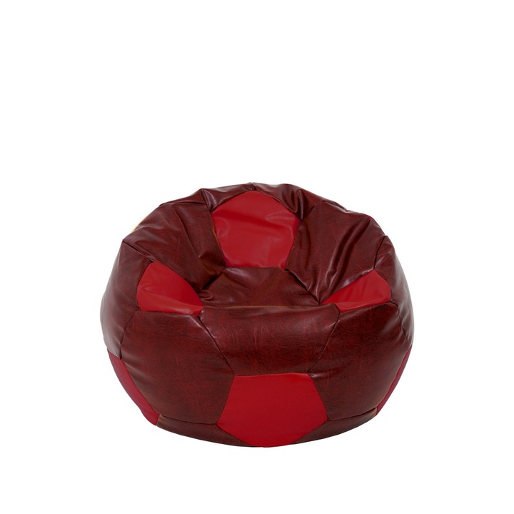 Fotoliu puf Baby Ball - imitatie piele - bordo/rosu