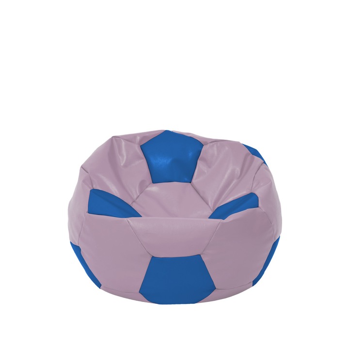 Fotoliu puf Baby Ball - imitatie piele - mov/albastru