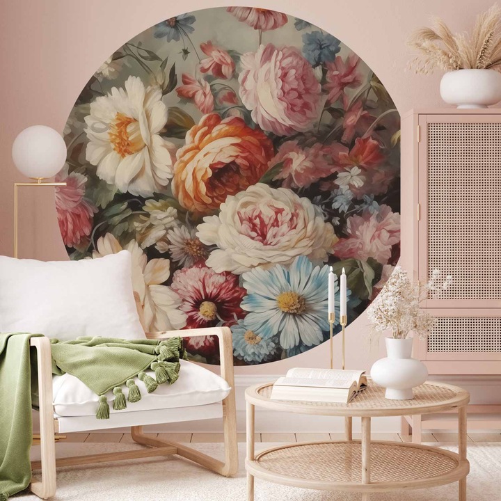 Fototapet rotund - The scent of garden flowers - 140 x 140 cm