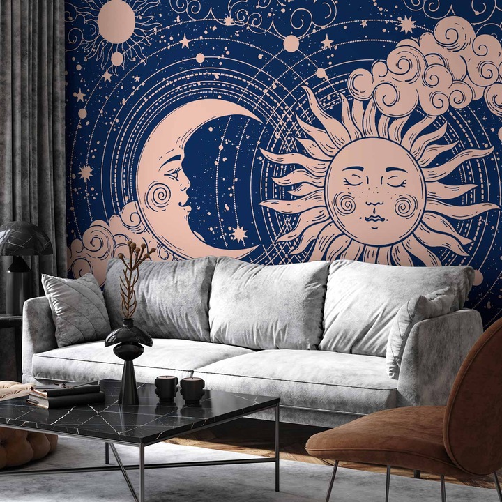 Fototapeta Artgeist Kosmica Harmonie soare luna albastru inchis 50x300cm
