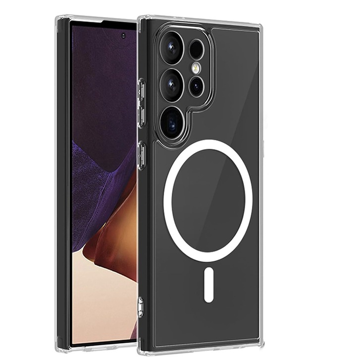 Защитен калъф, съвместим със Samsung Galaxy S26 Ultra, вграден MagSafe, противоударен, защита на ъглите и ръбовете, прозрачен