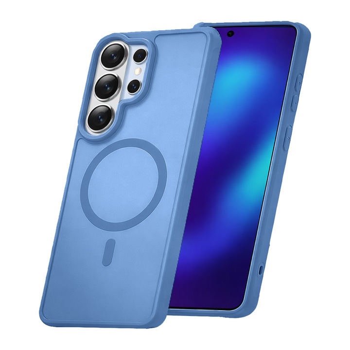 Калъф за Samsung Galaxy S26 Ultra, QuantumOnyx, Подсилени Страни, Против Отпечатъци, Фина Текстура, Против Удар, Безжично Зареждане, Прозрачен Гръб, Против Надраскване, Светлосин