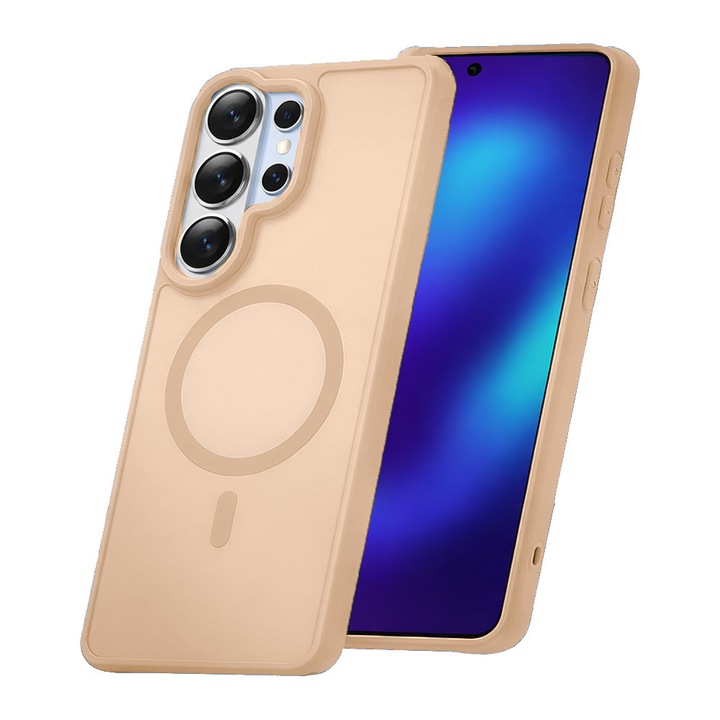 Калъф за Samsung Galaxy S26 Ultra, QuantumOnyx MagSafe Series, Вграден MagSafe, Подсилени Страни, Против Отпечатъци, Фина Текстура, Против Удар, Съвместим с MagSafe Аксесоари, Безжично Зареждане, Прозрачен Гръб, Защита от Надраскване, Златист