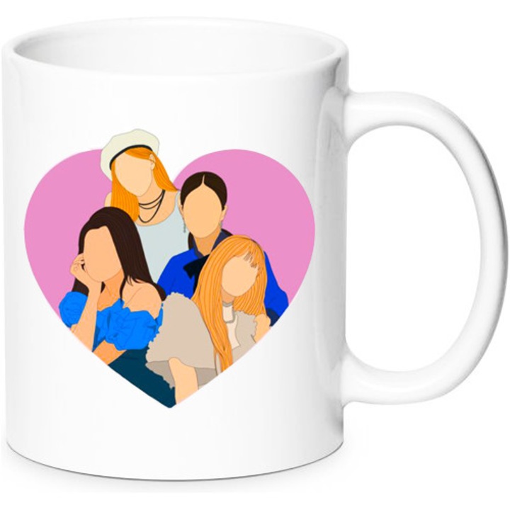 Cana ceramica BLACKPINK No.8, 330ml, design K-pop, rezistenta la masina de spalat si cuptor cu microunde