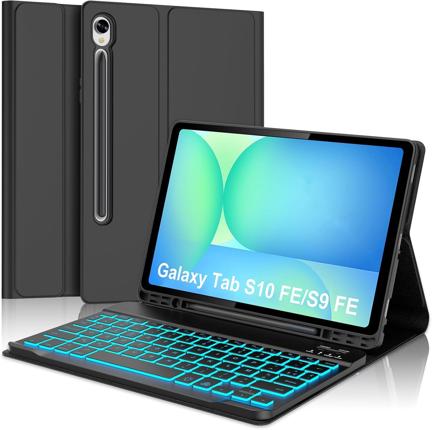 Husa cu tastatura Bluetooth, iluminata spate compatibila cu Samsung Galaxy Tab S10 Plus/S9 FE Plus/S9 Plus