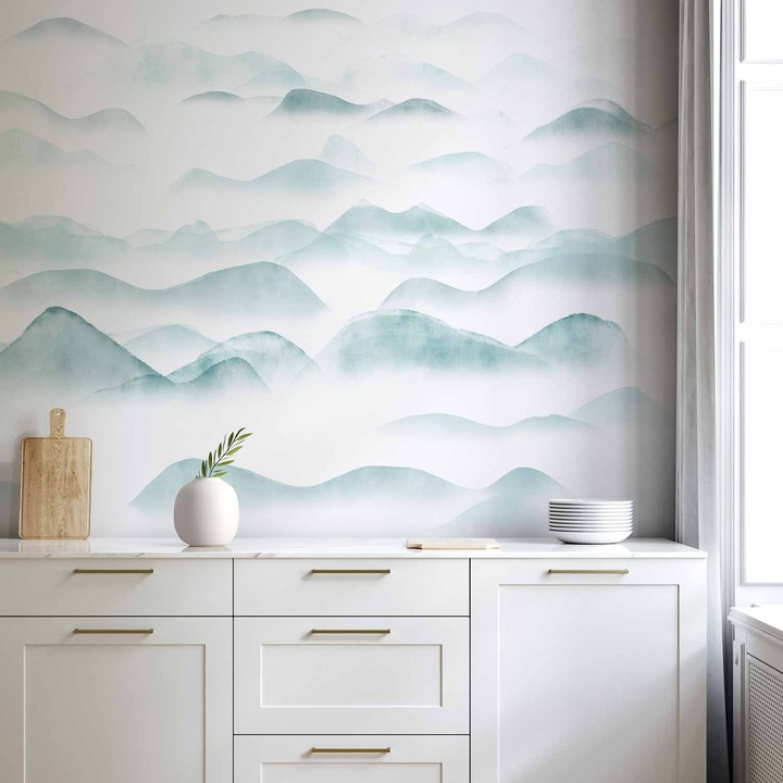 Fototapet Rezistent la apa - Mountains in the Fog - 500 x 350 cm