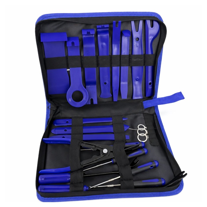 Trusa demontat radio si tapiterii cleme auto, GEBO TOOLS, 23 piese