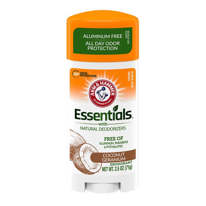 Deodorant stick, Arm & Hammer, Essentials Coconut Geranium, Fara aluminiu, Control miros, Aroma florala, 71 g
