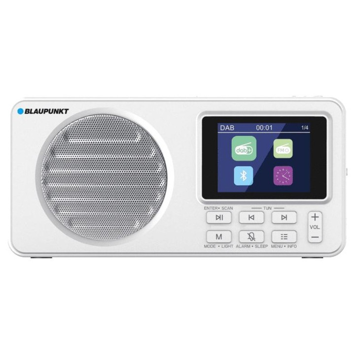 Radio portabil Blaupunkt DR6WH, DAB+, Bluetooth, acumulator 1800mAh, 2,4 inch