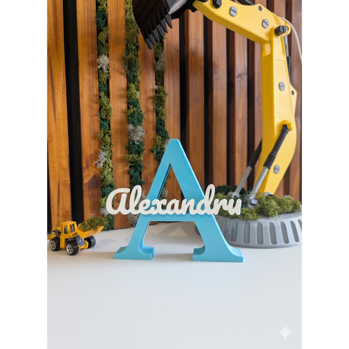 Litera decorativa 3D "A" - nume Alexandru, Decor Camera