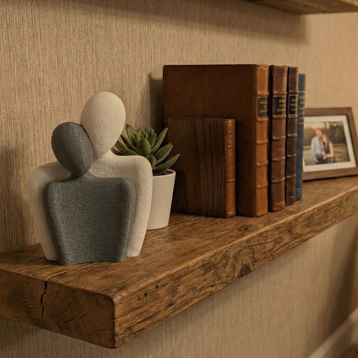 Statueta Decorativa "Eternal Embrace", Design Modern Minimalist, Figurina Cuplu Indragostiti, Ideala pentru Living, Dormitor sau Cadou Aniversare, Texturat, Alb/Gri Antracit, 14cm