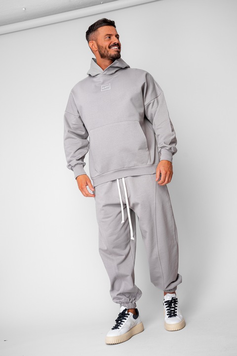 Set Oversized Hanorac si pantalon Baggy din 100% Bumbac - 400gr/mp Premium Edition Grey 20191, Gri