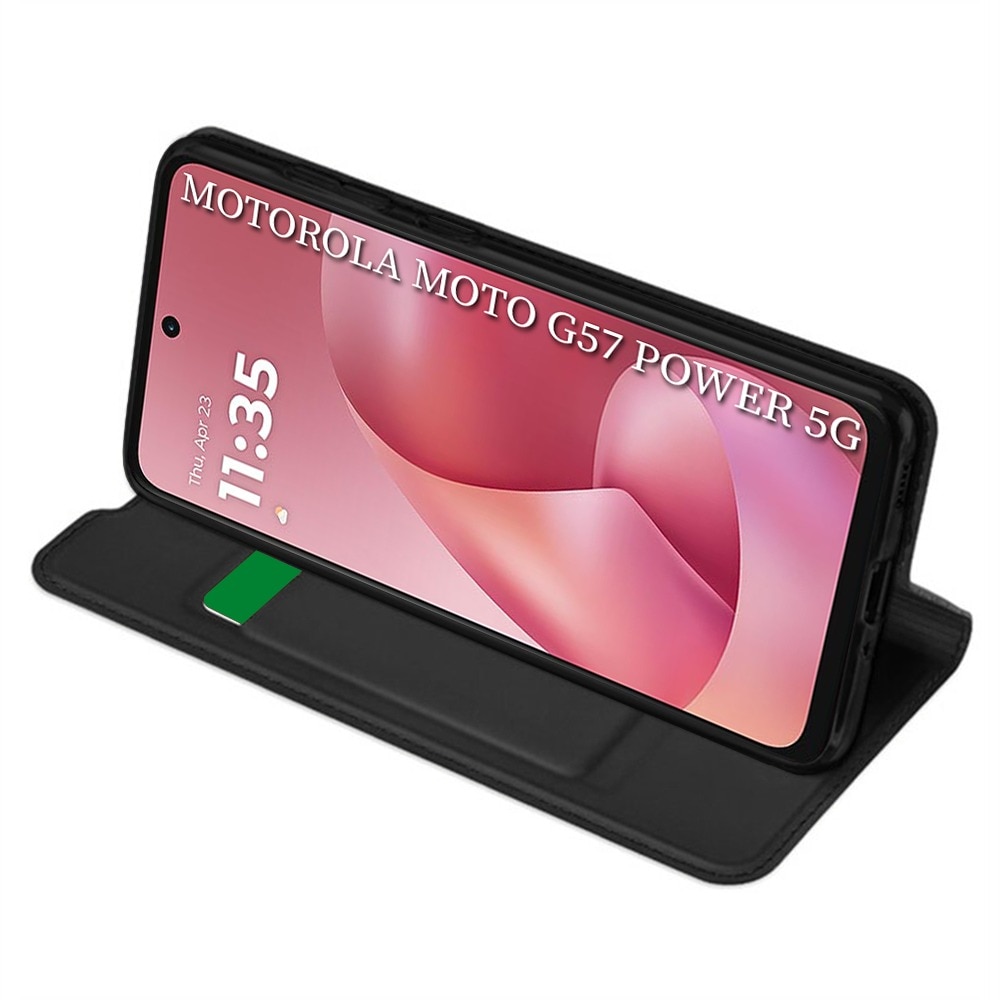 Husa Tip carte pentru Motorola Moto G57 Power / G67 Power DaDen® Magskin Book, Antisoc, Protectie completa spate-ecran, Buzunar card, Piele ecologica, Negru
