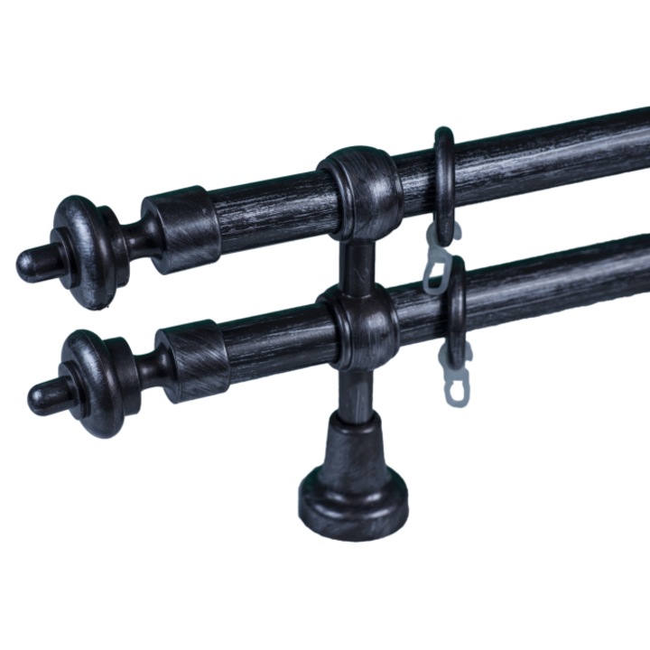 galerie plastic 28 mm INNOVATIE MARE dubla, antracit-argint, 160 cm