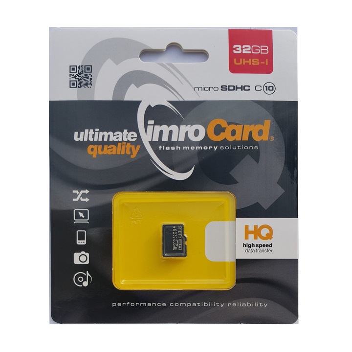 Carda memorie 32GB MicroSD cl.10, UHS-I, dimensiuni compacte