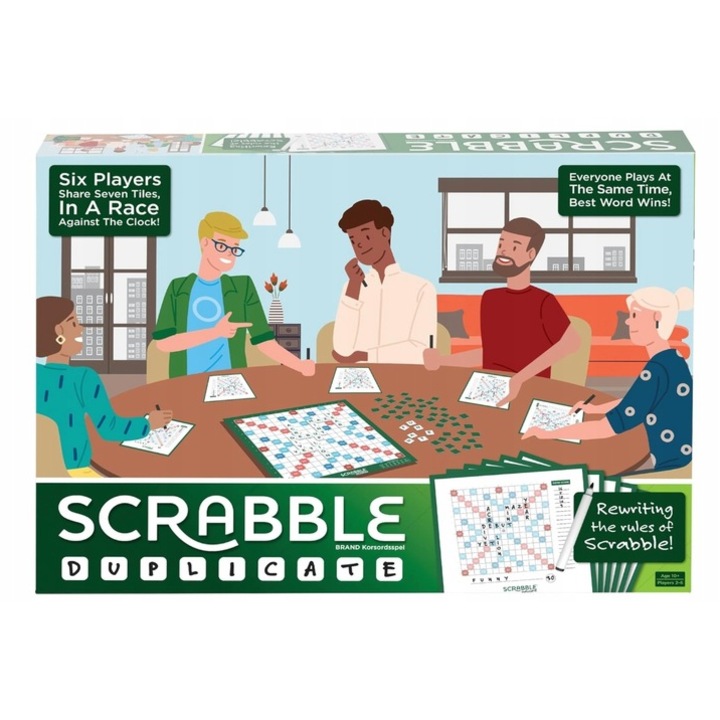Társasjáték Scrabble Duplicate, francia verzió, 10 éves kortól, oktató műanyag készlet