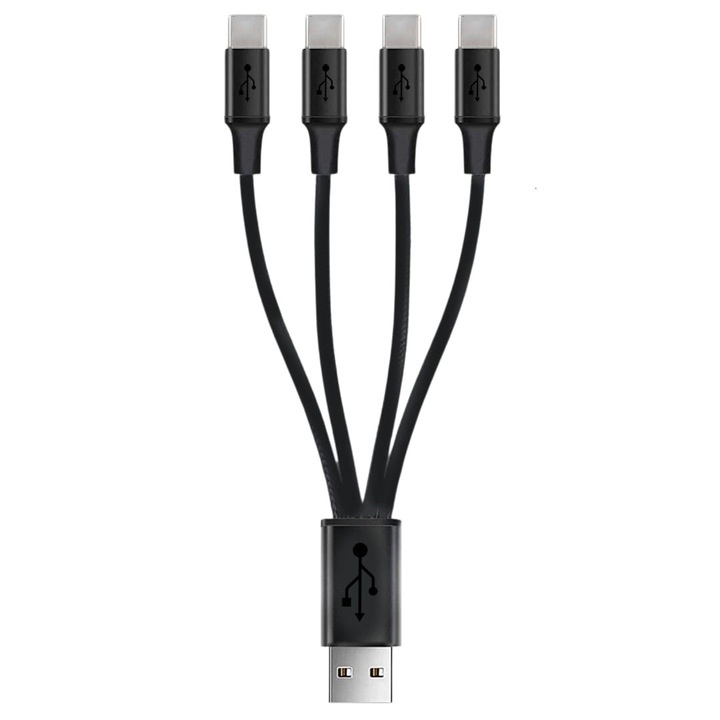 Cablu USB cu 4 iesiri USB-C, 20 cm lungime, 2.1A