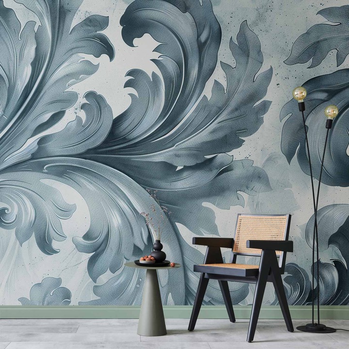 Fotótapéta Artgeist barokk ornamentika szürke-kék kő 50x280cm