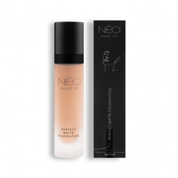 Fond de ten mat, NEO Make UP, Mat, 30ml, textura cremoasa, rezistent la sebum, fara ingrediente de origine animala