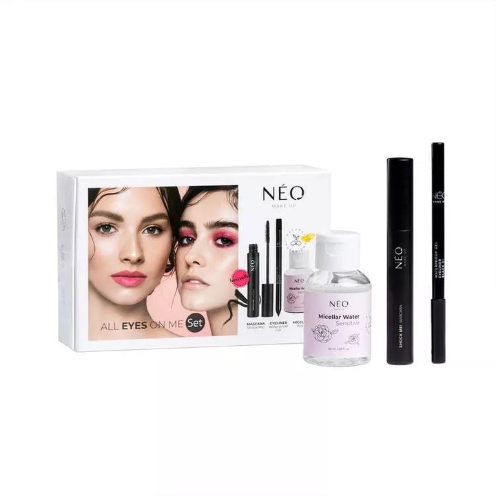 Set de machiaj All Eyes On Me, NEO MAKE UP, mascara, eyeliner gel waterproof, multicolor