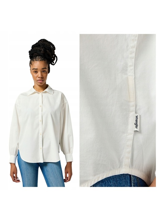 Camasa Dama, Wrangler, Cool Girl Shirt, Regular Fit, Maneci Lungi, Design Clasic, Cu Nasturi, Bumbac, Marime L, Alb
