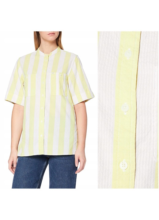 Camasa Dama, Lee, Half Sleeve Shirt, Regular Fit, Maneci Scurti, Design Clasic, Cu Nasturi, Bumbac, Marime S, Galben