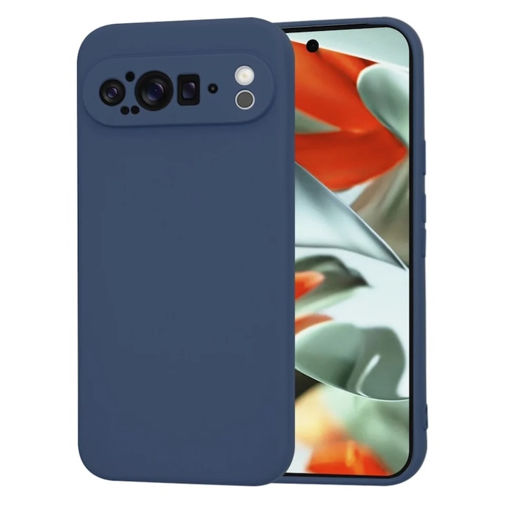 Husa pentru Google Pixel 9 Pro XL, SKYDDAR INNOVATION, din Silicon Catifelat, SoftElegance, set cu sticker, Bleumarin