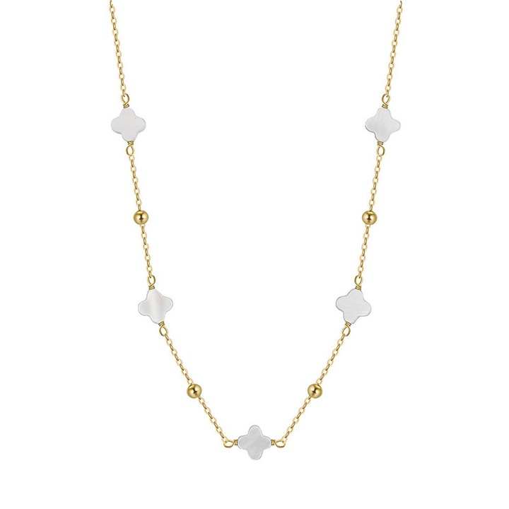 Colier din argint 925 placat cu aur 14k si pietre de sidef