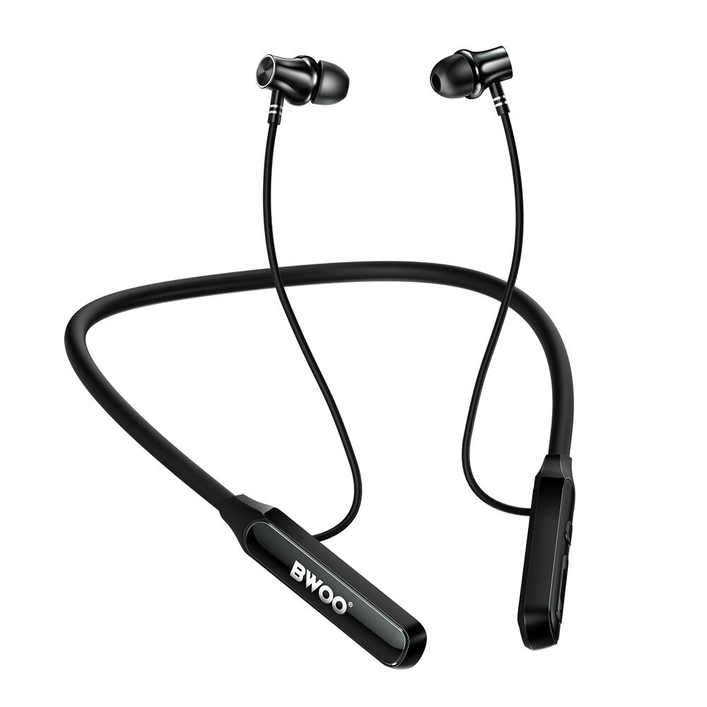 Casti cu fir BWOO BT5.3, negru, calitate audio Hi-Res, confortabile