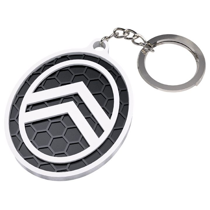 Breloc chei auto, woodmag, Citroen alb cu accente negre