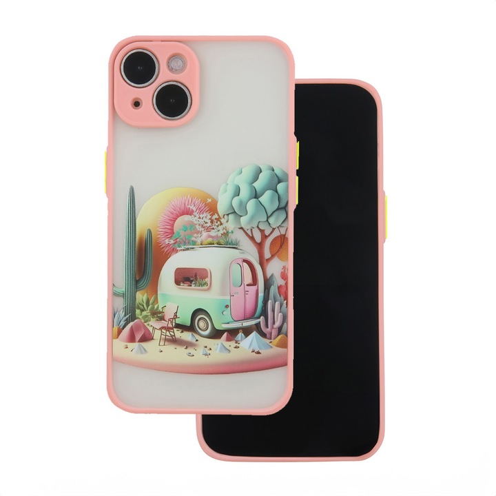 Husa telefon iPhone 14 6,1" Travel, multicolor, protectie eficienta, material TPU si PC