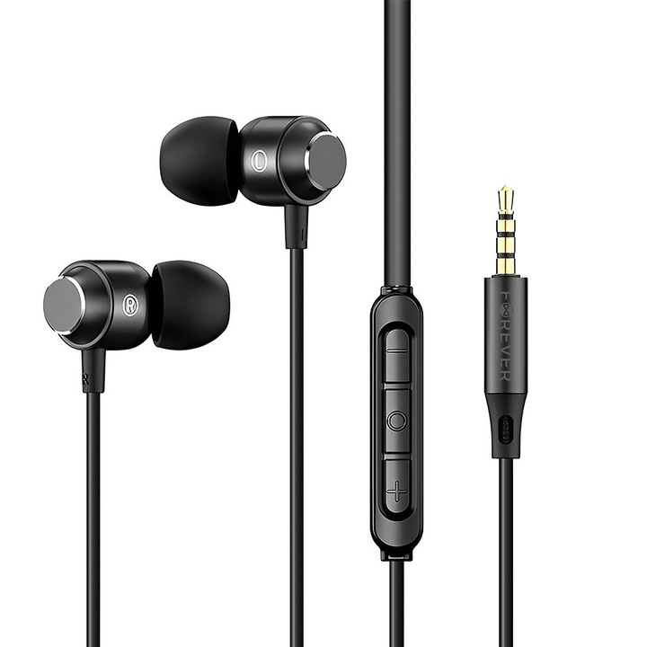 3,5mm jack vezetékes fülhallgató mikrofonnal telefonhoz mágneses fekete Forever EP-01