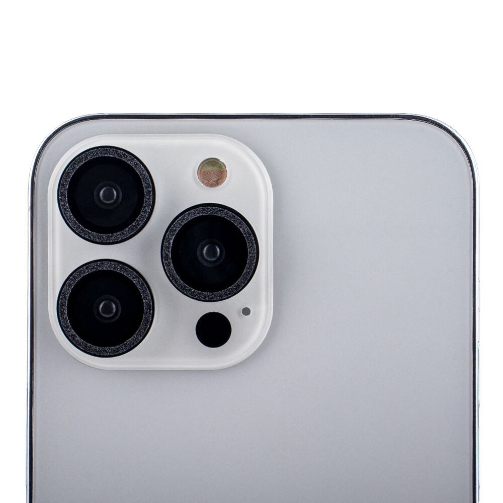 Set folii de protectie pentru aparat foto iPhone 14 6,1", 9H, aluminiu, negru glitter, 2 bucati