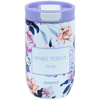 Cana termica pentru cafea si ceai, 350 ml, model Violet Whispers, compacta si rezistenta pentru utilizare zilnica, Axent