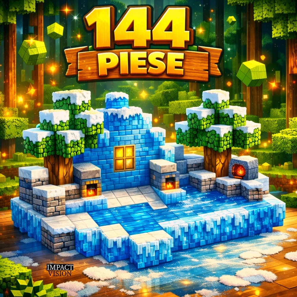 Set 144 Cuburi de Constructie Magnetice Impact Vision®, Frozen Kingdom ...