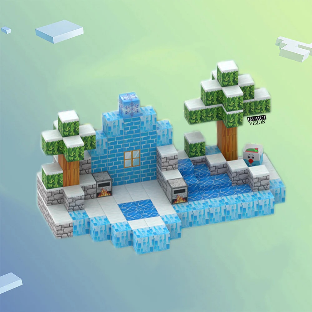 Set 144 Cuburi de Constructie Magnetice Impact Vision®, Frozen Kingdom ...