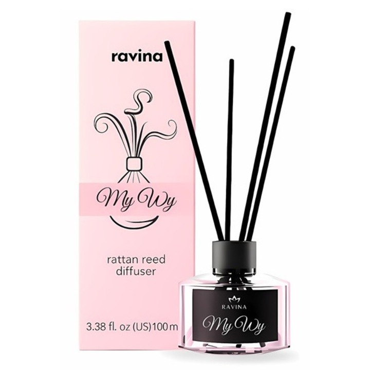 Difuzor parfum ambiental My Way, odorizant de camera, aroma floral-lemnoasa inspirata de Armani My Way, parfum de camera cu betisoare, 100 ml, persistenta 4–6 saptamani
