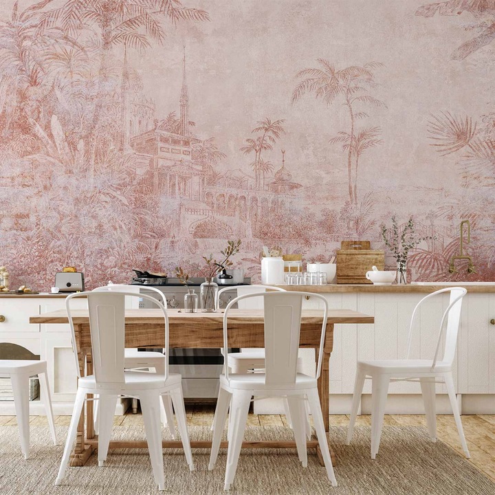 Fototapet Rezistent la apa - Landscape with temple - 500 x 350 cm