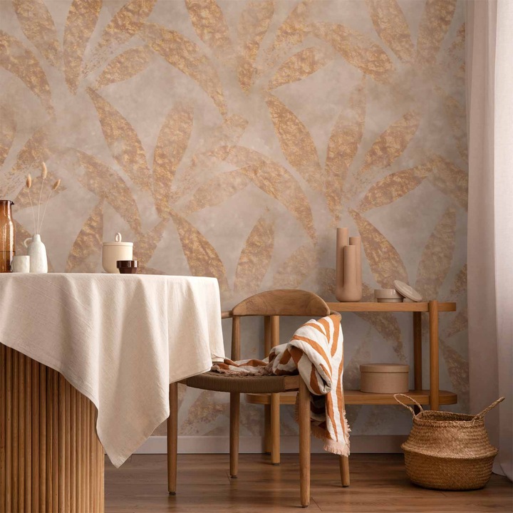 Vízálló fotótapéta - Levelek és arany - 400 x 280 cm