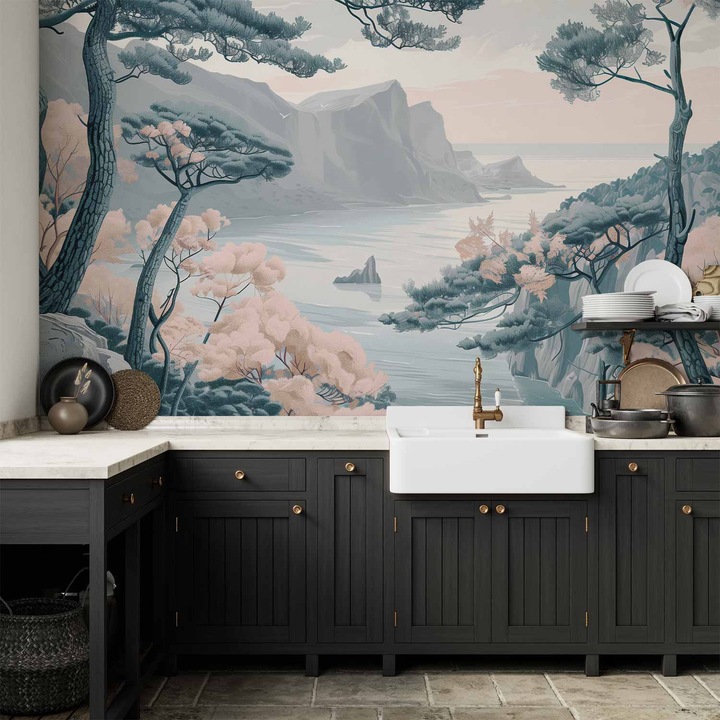 Vízálló fotótapéta - Pasztell Parti Fák - 450 x 315 cm